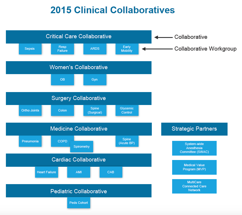 Diagram showing current MultiCare Collaboratives and associated work groups