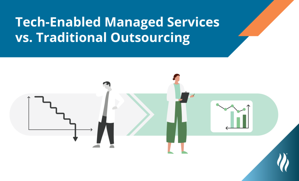 Outsourcing vs Tech-Enabled Managed Services graphic